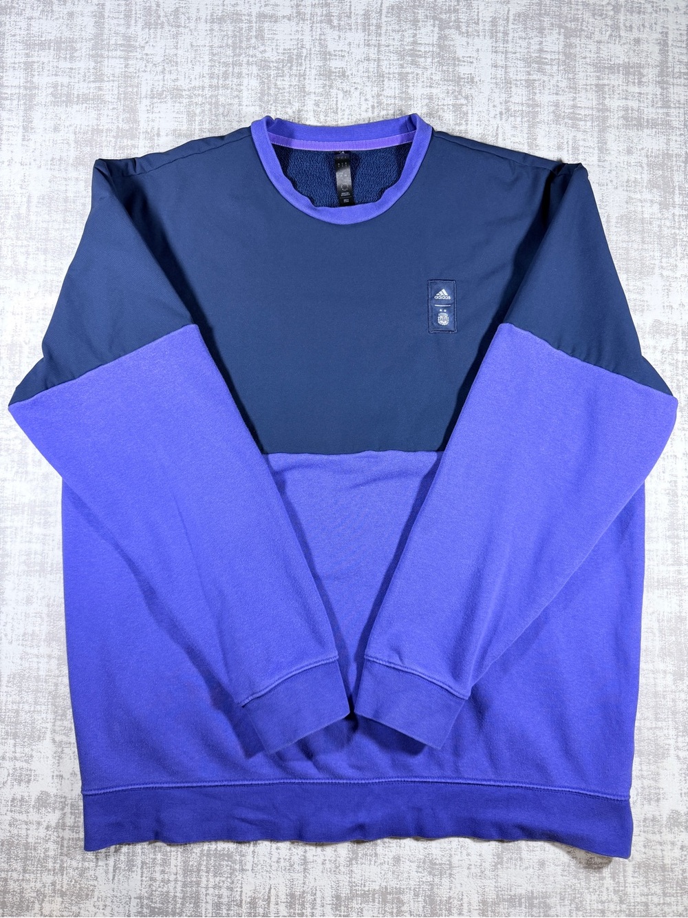 Adidas Men's Colorblock Crewneck Sweater - Navy & Purple Size Large